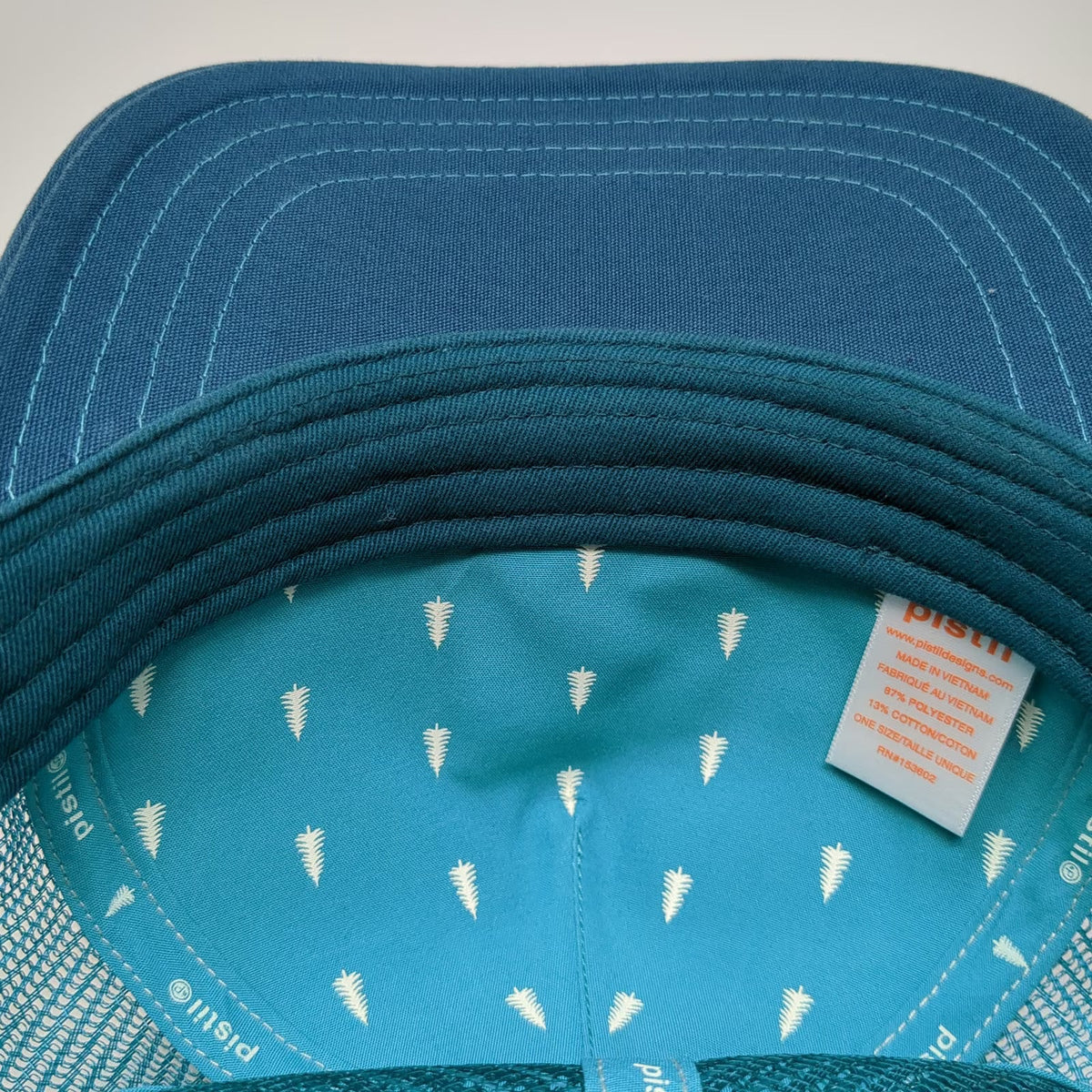 Pistil Trucker Hat Blue Beige One Size Geometric Bear Patch Mesh Snapback Art