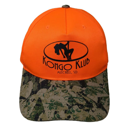 Cobra 5 Panel Orange Camo Kongo Klub OSFM Hat Mitchell SD Pole Dancer Graphic