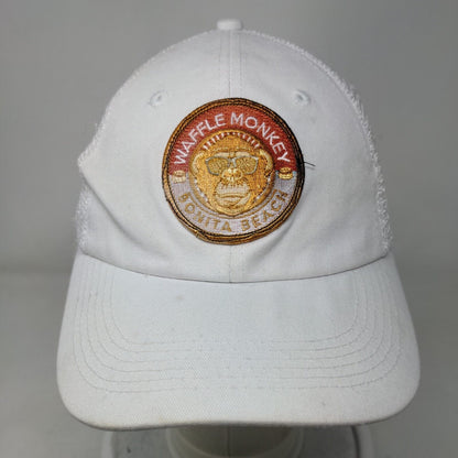 Waffle Monkey Bonita Beach Snapback Hat White OS Adjustable Mesh Back Adams