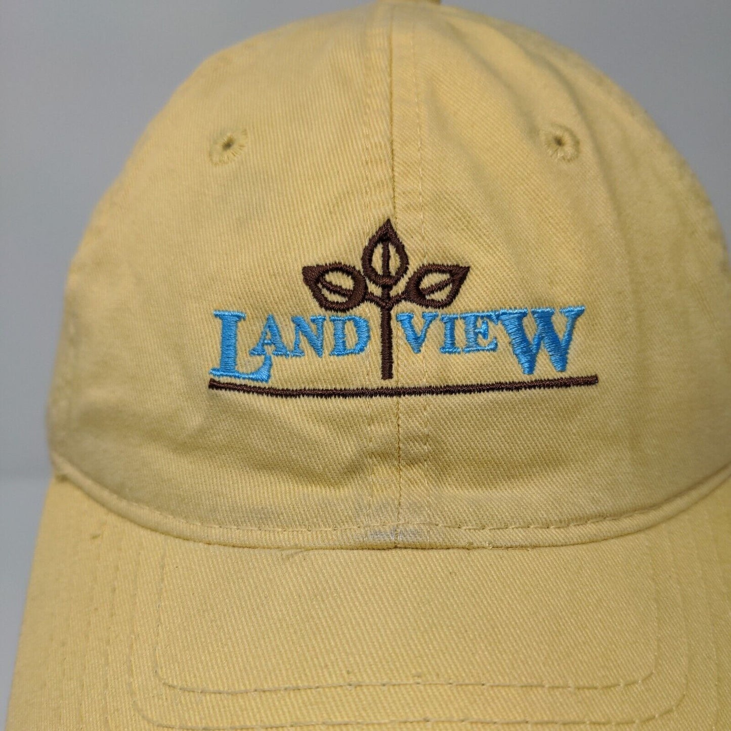 Land View Slideback Hat Yellow OSFA Embroidered Drift Creek Outdoors