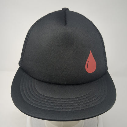 Blood Drop Logo Snapback Mesh Back Trucker Hat Black One Size Hit Wear