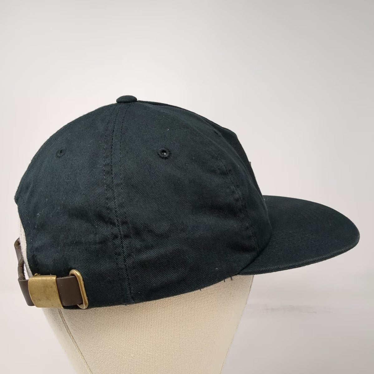 Braille Skateboarding 5 Panel Black One Size Hat Leather Strapback Flat Brim