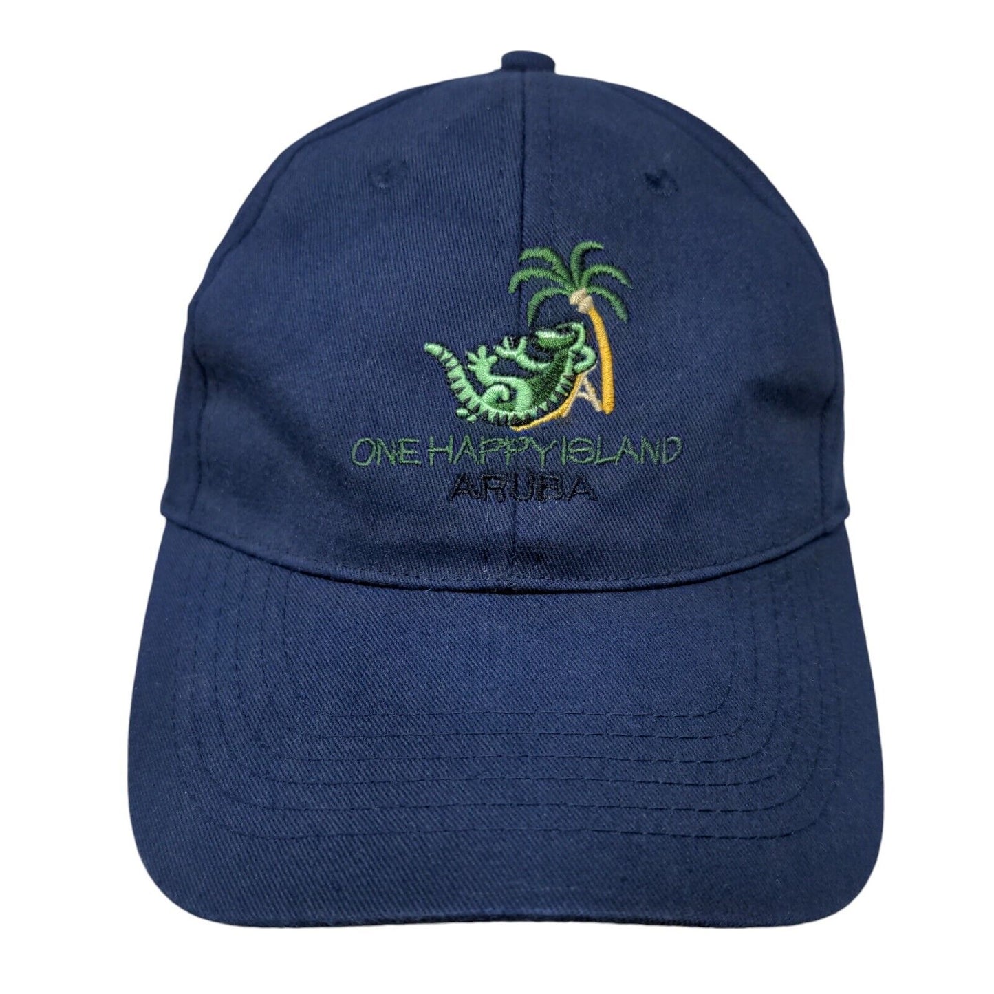 One Happy Island Aruba Strapback Hat Blue One Size Adjustable Embroidered Cotton