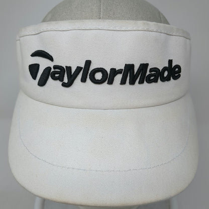 TaylorMade Visor White One Size Adjustable Slideback Golf Hat Black Logo Curved