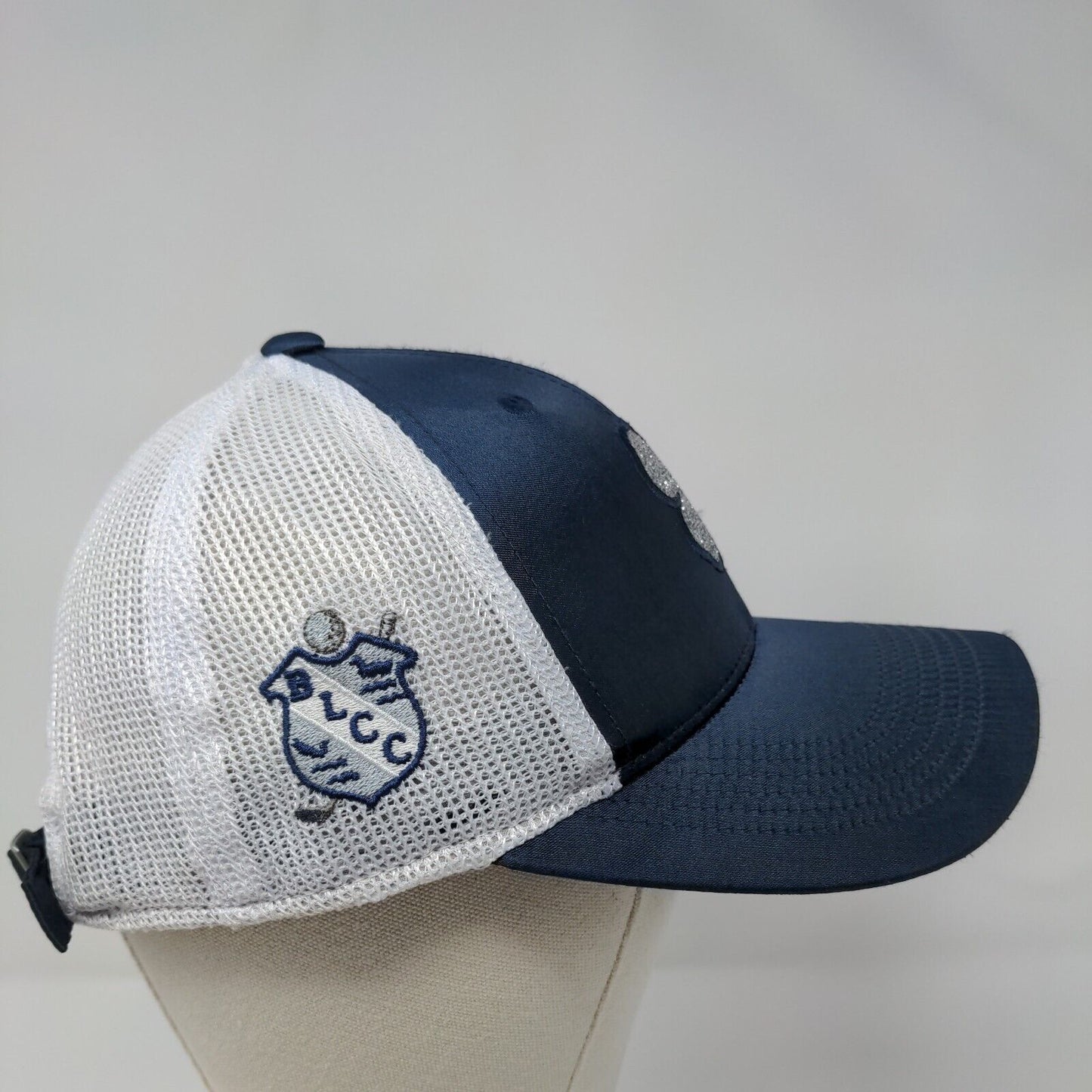 Live Lucky Slideback Trucker Hat Blue OSFA Adjustable Mesh Back Black Clover