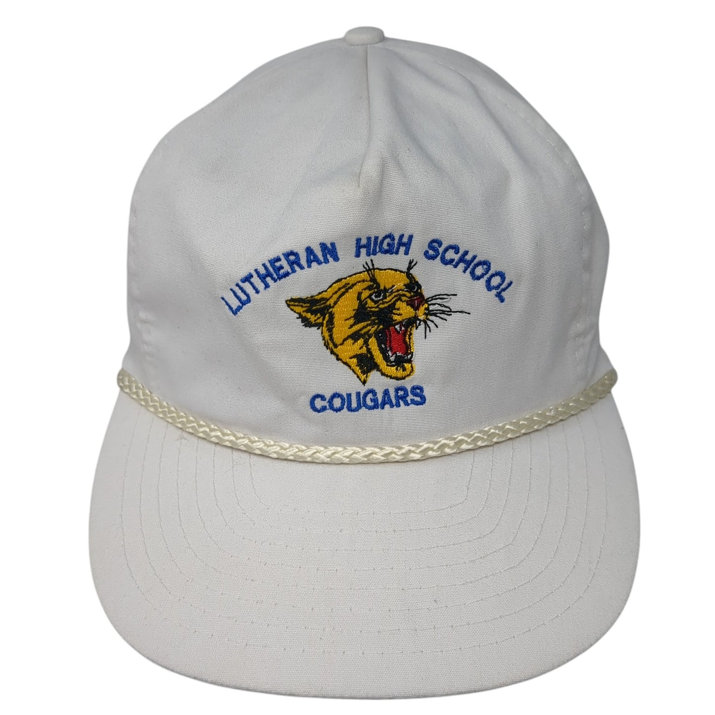 Lutheran High School Cougars Baseball Cap White One Size Adjustable Rope Nissin