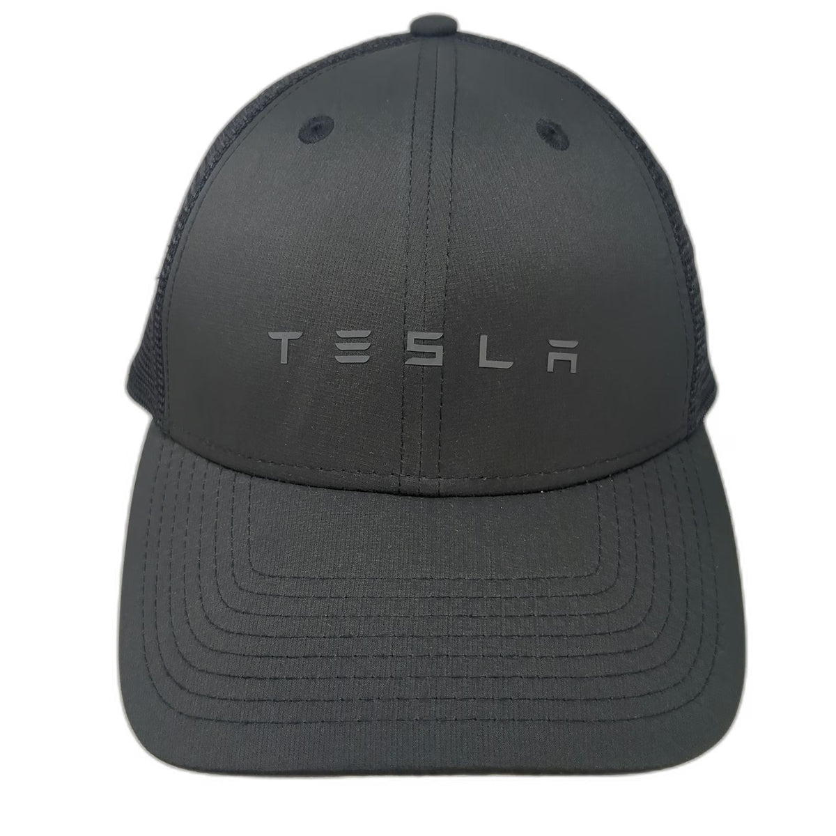 Tesla Trucker Hat Black One Size Mesh Back Snapback Deep Space Logo Hat