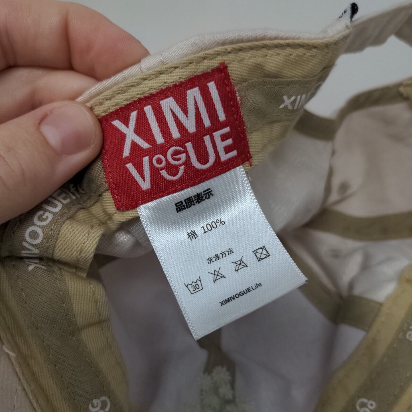Ximi Vogue Slideback Hat Tan One Size Adjustable Embroidered Floral