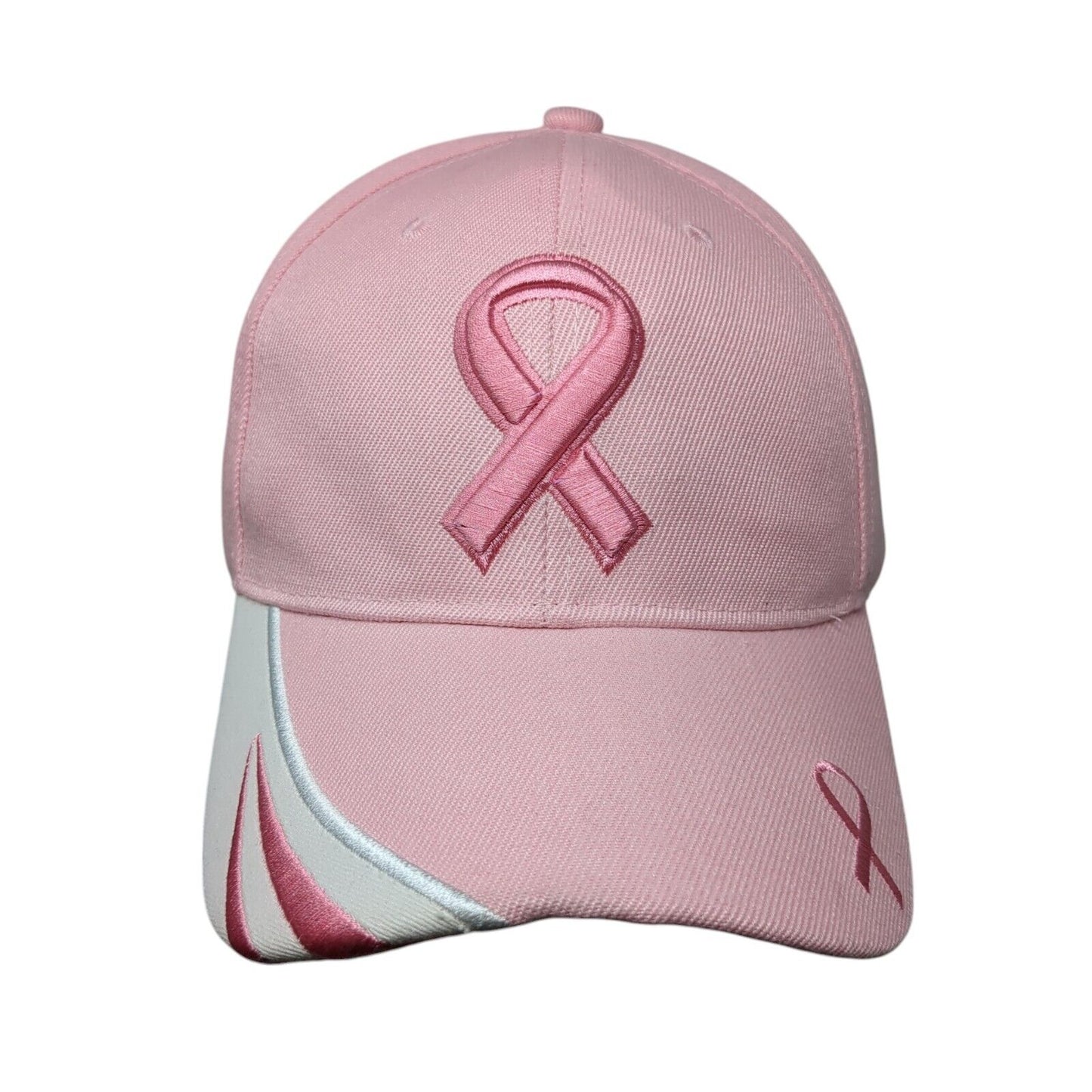 Pink Ribbon Strapback Hat Pink OSFM Embroidered Breast Cancer Awareness