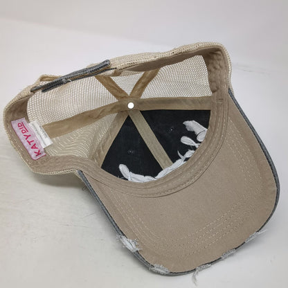 Katydid Gray Baseball Cap One Size Blessed Cross Distressed Mesh Back hat