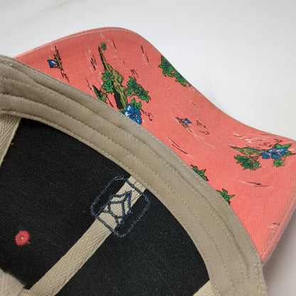 Fox Trucker Hat Pink Beige One Size Tropical Island Palm Tree Print Mesh Back