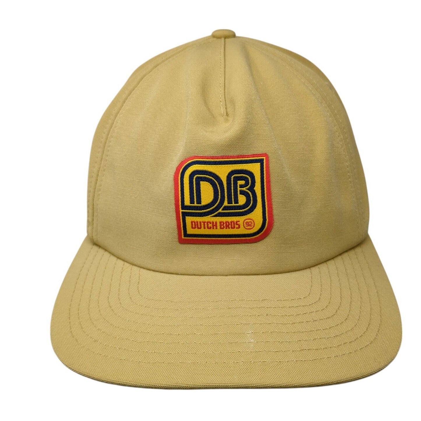 DB Dutch Bros 92 Snapback Hat Tan One Size Adjustable Embroidered Vented Holes