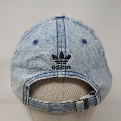 Adidas Trefoil Women's Slideback Hat Blue Denim OSFW 3 Stripes Embroidered