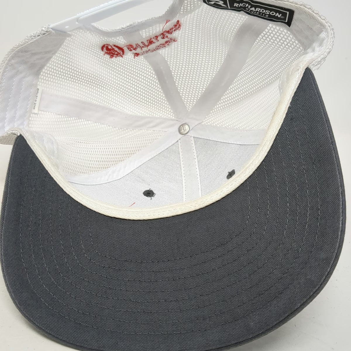 Richardson Trucker Hat Gray White One Size Mesh Back Snapback KVH Intelsat Logo