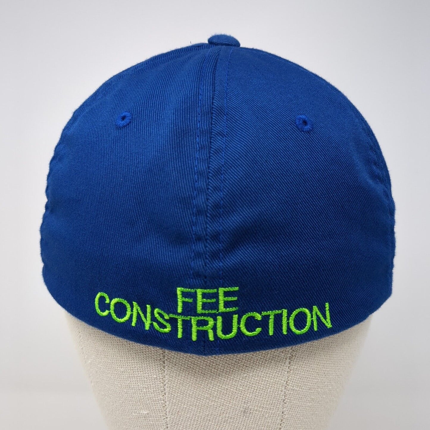 Fee Construction Logo Fitted Hat Blue S/M Embroidered Port Authority