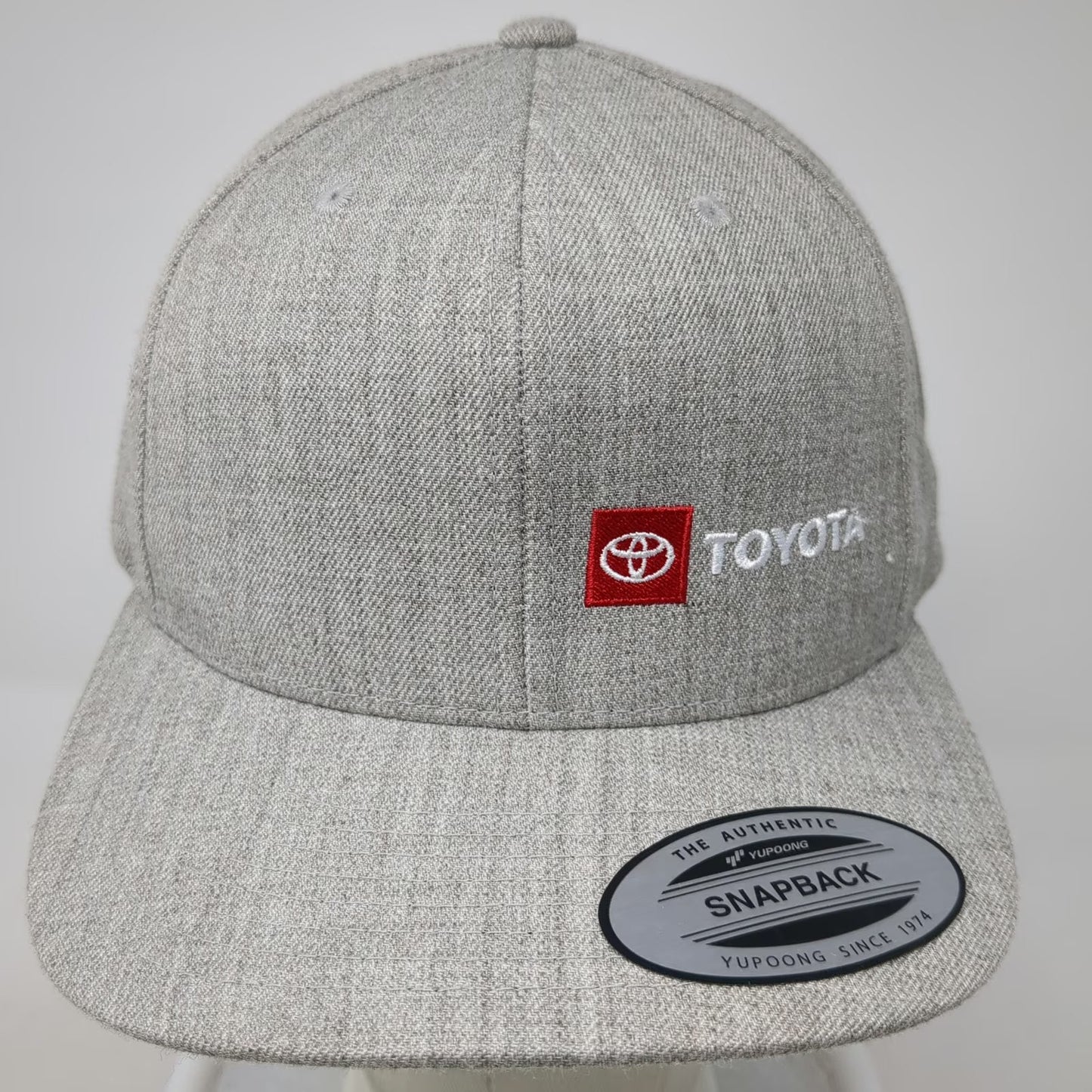 Yupoong Snapback Hat Gray One Size Toyota Logo Green Underbrim Flat Brim Wool