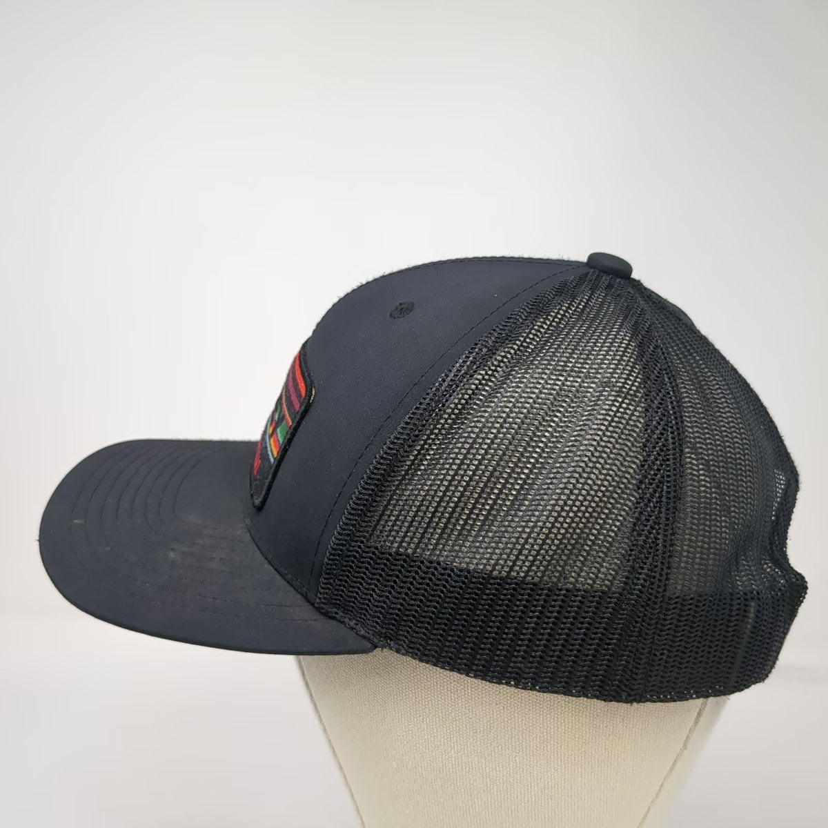 Hooey Trucker Hat Black One Size Western Original Multi Color Patch Snapback