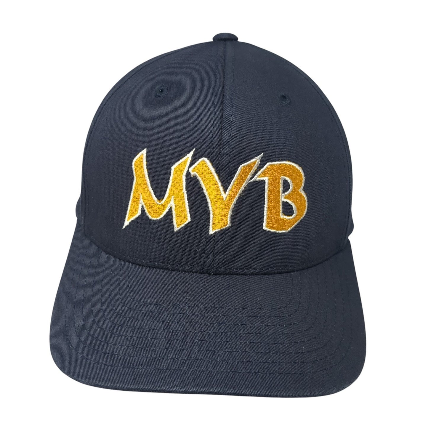 MYB Fitted Hat Blue 8 Embroidered Letters Flexfit Pacific Headwear