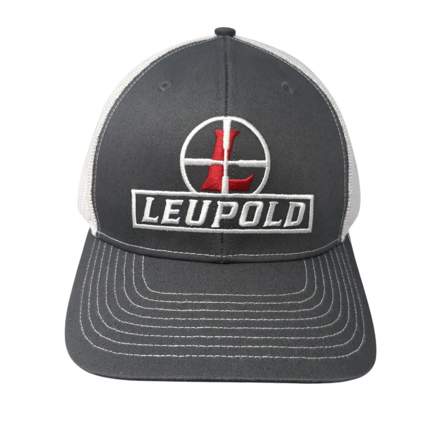 Leupold Trucker Hat Gray One Size Adjustable Embroidered Mesh Back 6 Panel