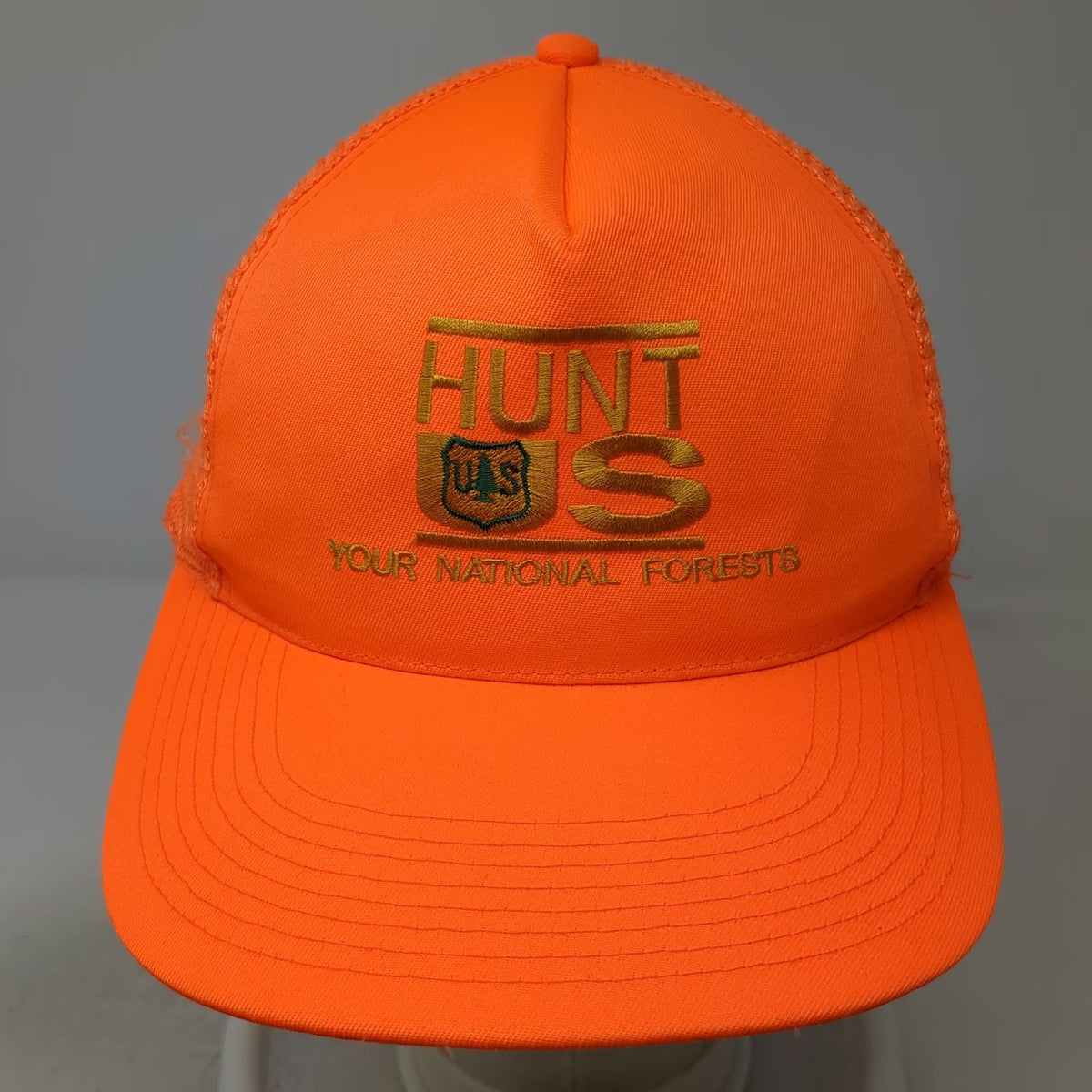 Head-To-Toe Trucker Hat Orange One Size Mesh US Forest Service Hunt US Forests