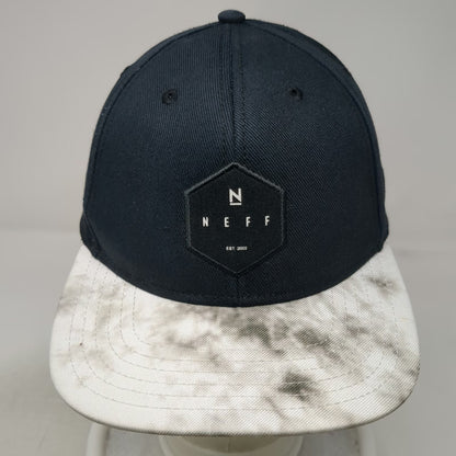 Neff Snapback Hat Black White Gray One Size Marbled Brim Hexagon Patch Flat Bill
