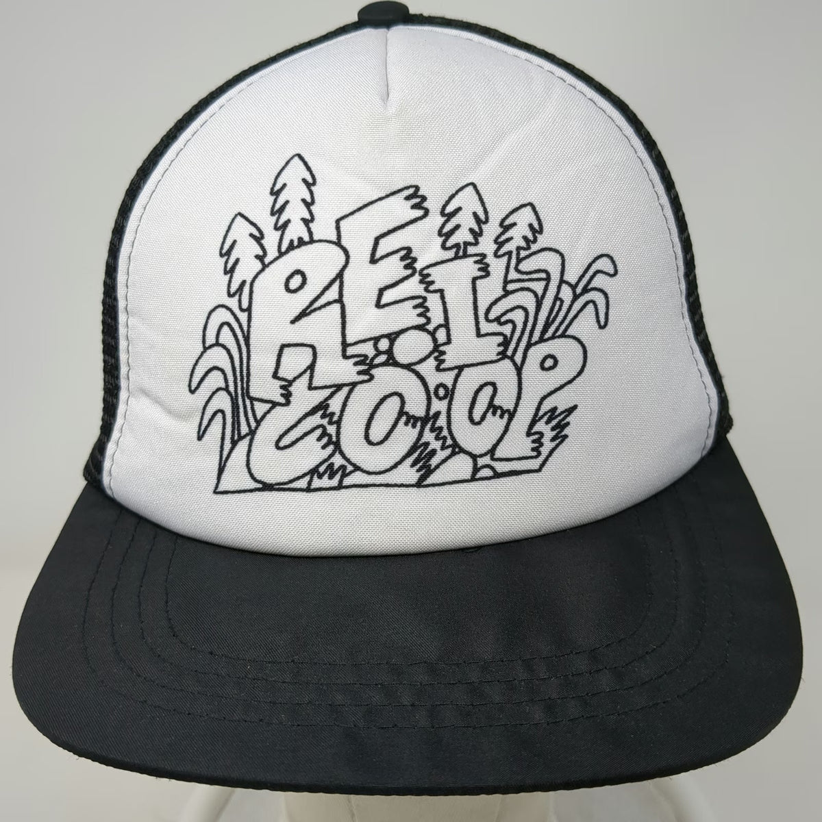 REI Trucker Hat Black One Size Mesh Back Snapback CO-OP Doodle Graphic Trees