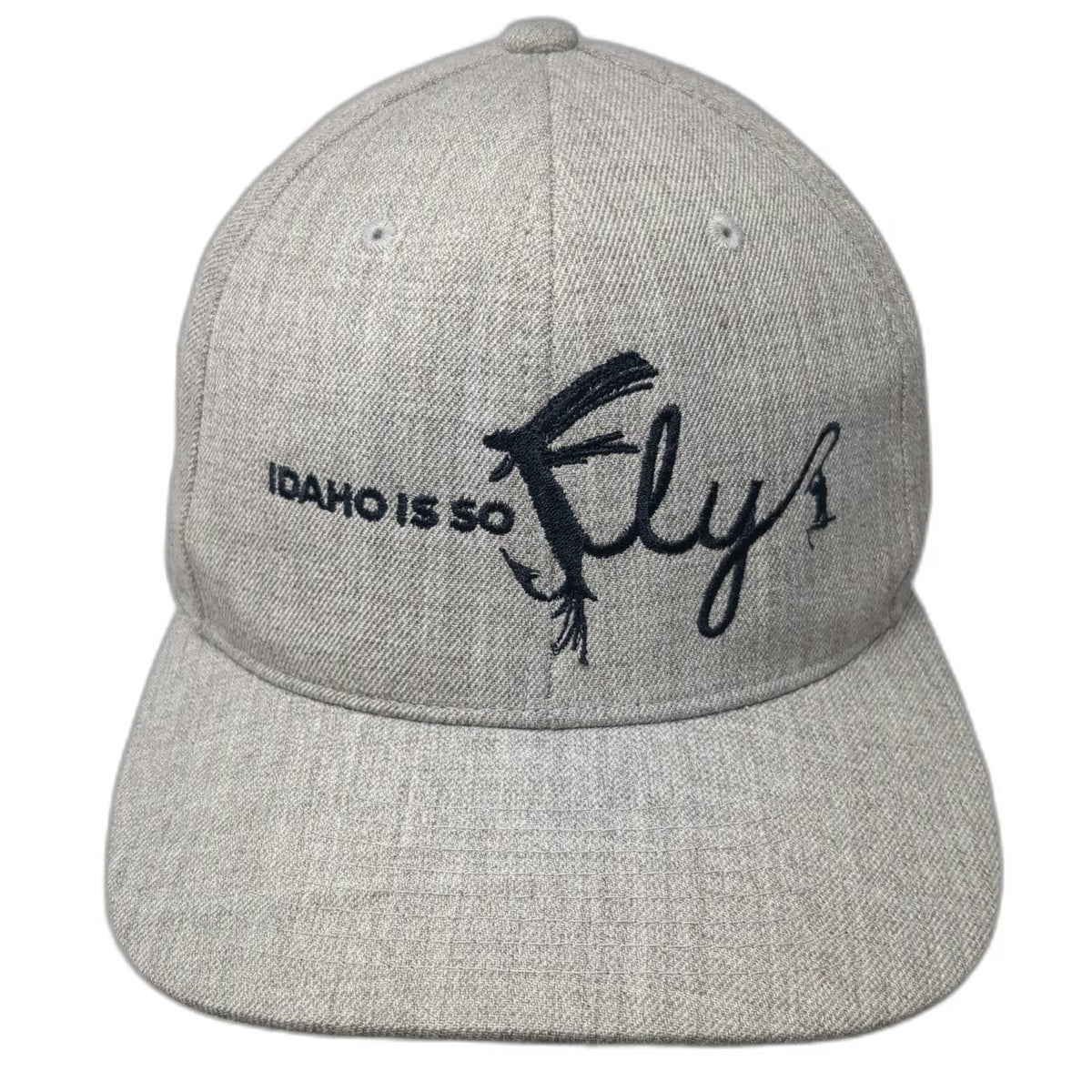 Yupoong Snapback Hat Gray One Size Idaho Is So Fly Fishing Hook Green Underbrim