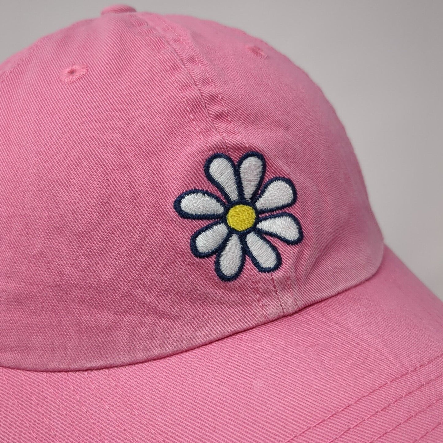 Life is Good Slideback Hat Pink One Size Adjustable Embroidered Floral Cotton