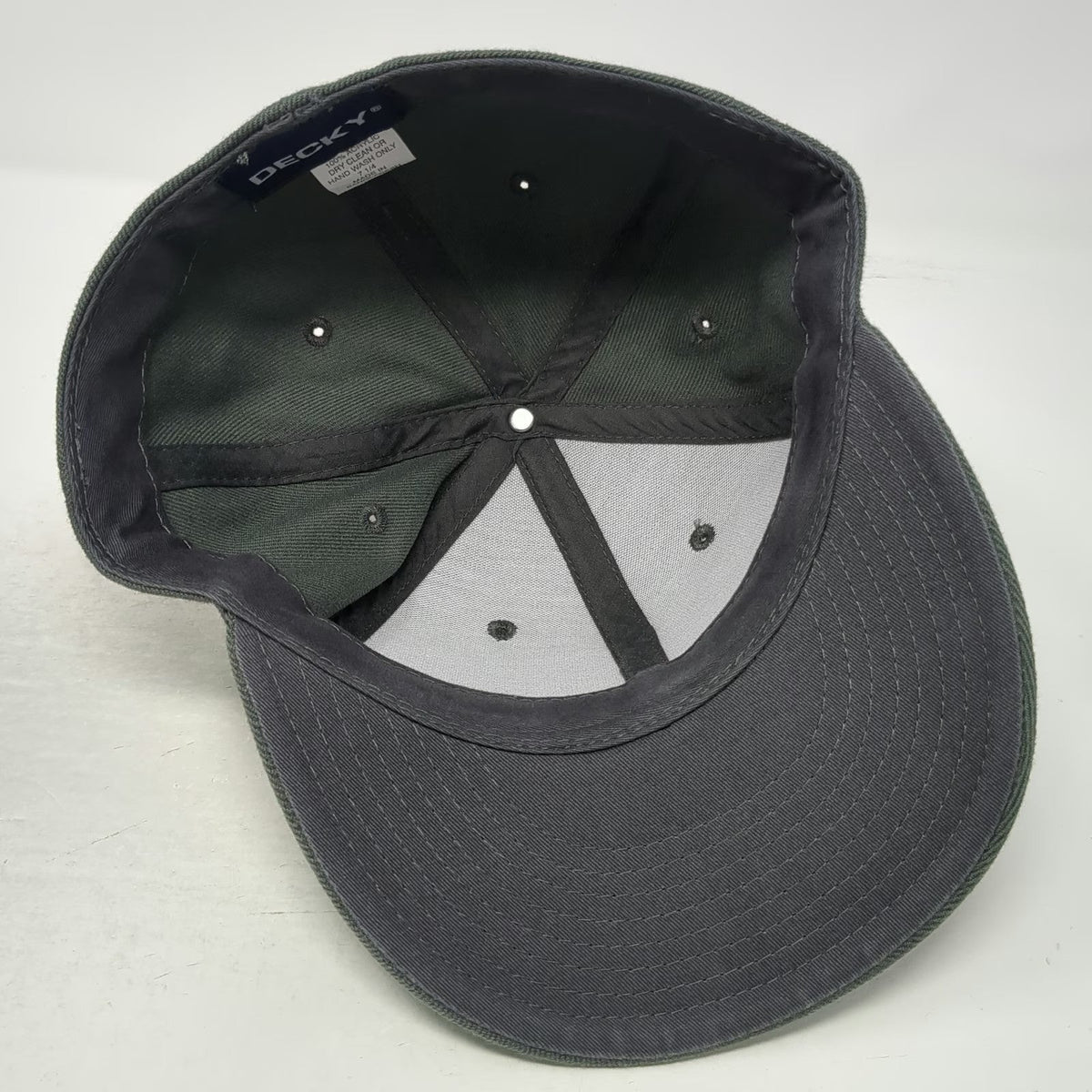 Decky Baseball Cap Gray 7 1/4 Fitted 6-Panel Flat Brim Solid Hat