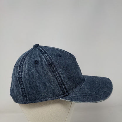 No Boundaries Snapback Hat Blue One Size Adjustable Vented Holes Blank Denim