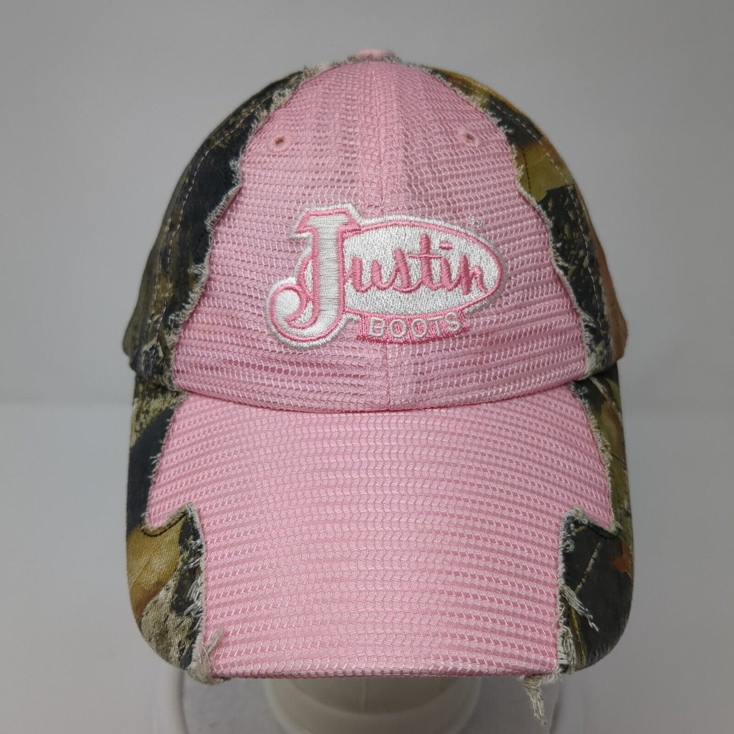 Justin Boots Strapback Trucker Hat Camo One Size Mesh Back Embroidered