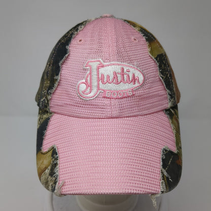 Justin Boots Strapback Trucker Hat Camo One Size Mesh Back Embroidered