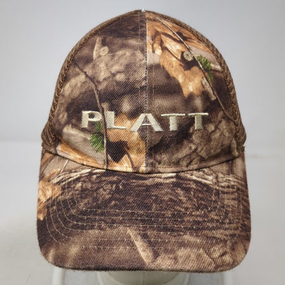 Brown Baseball Cap One Size Camo Platt Embroidered Mesh Strapback Hat Adjustable