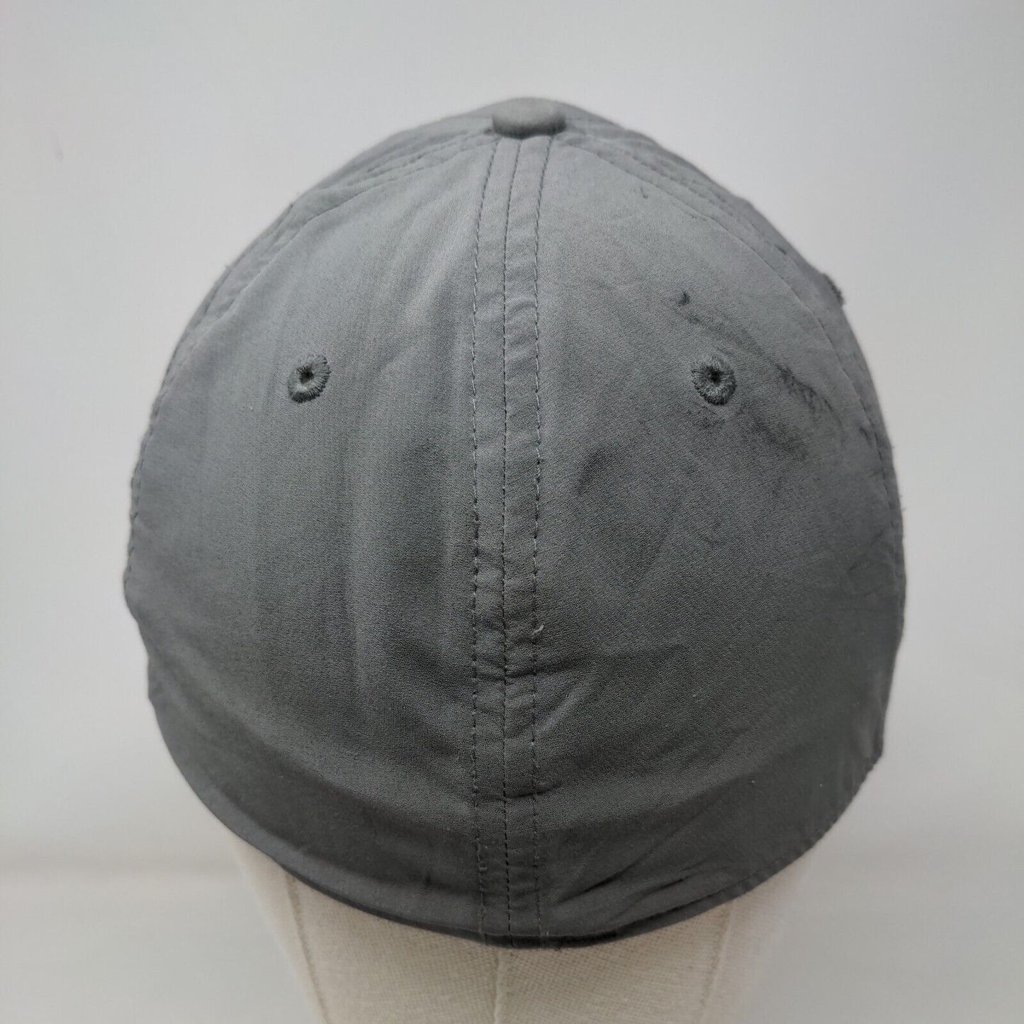 Russell Fitted Hat Gray S/M Lightweight Graphic Logo Vented Holes 6 Panel