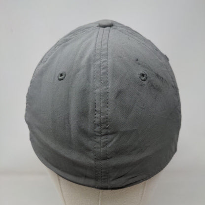 Russell Fitted Hat Gray S/M Lightweight Graphic Logo Vented Holes 6 Panel
