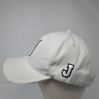 J Strapback Hat White 7 1/8 Adjustable Embroidered Vented Holes 6 Panel