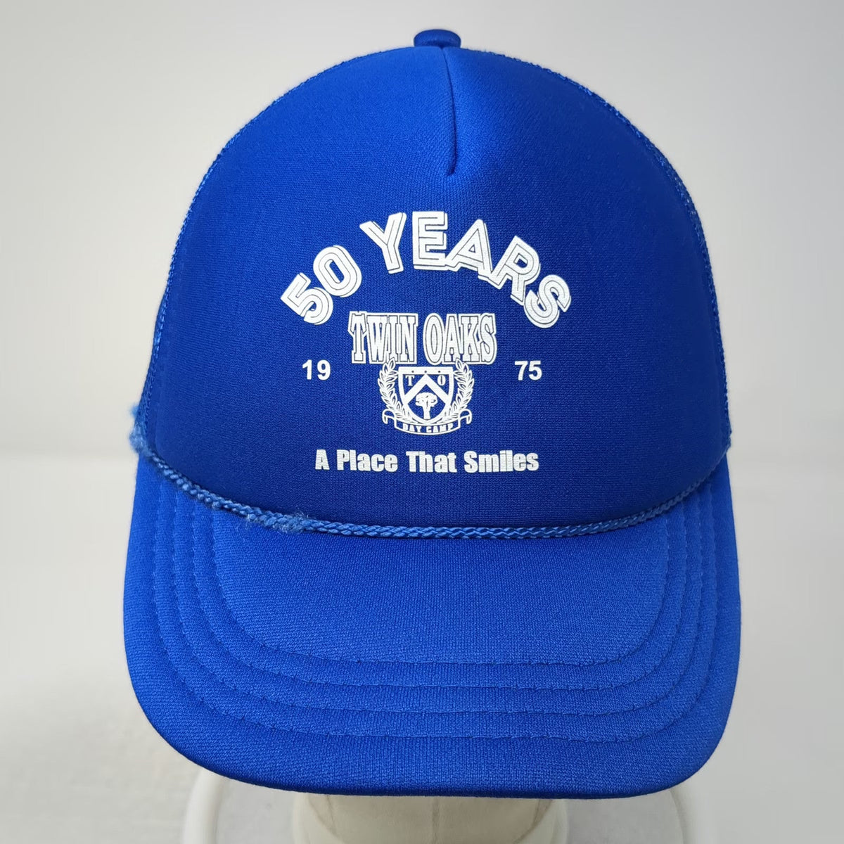 Otto Trucker Hat Blue One Size Twin Oaks Day Camp 50 Years Anniversary Graphic