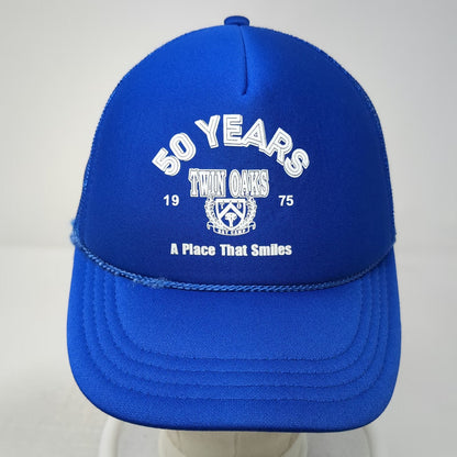 Otto Trucker Hat Blue One Size Twin Oaks Day Camp 50 Years Anniversary Graphic