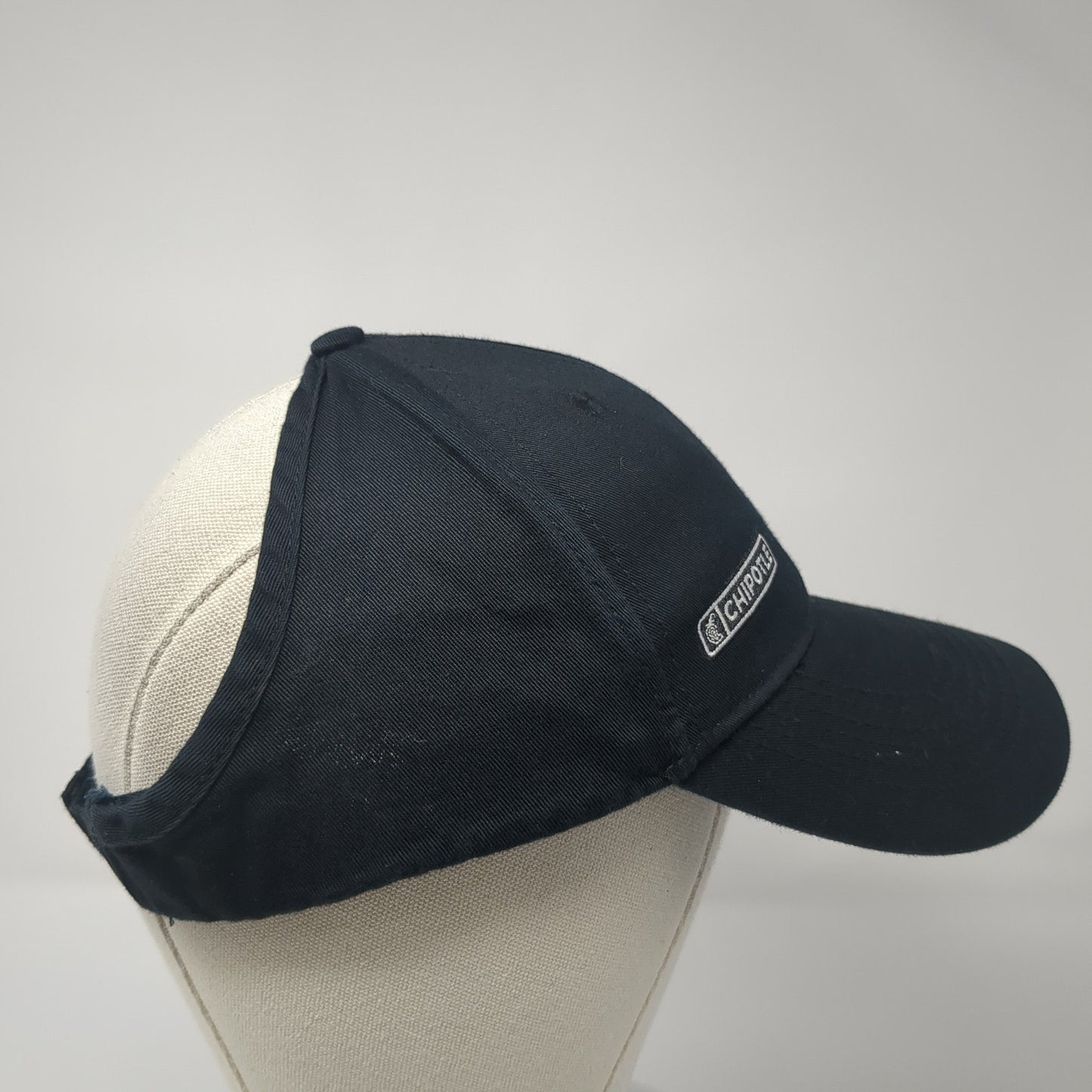 Chipotle Strapback Hat Black One Size Crew Employee Ponytail Loomstate