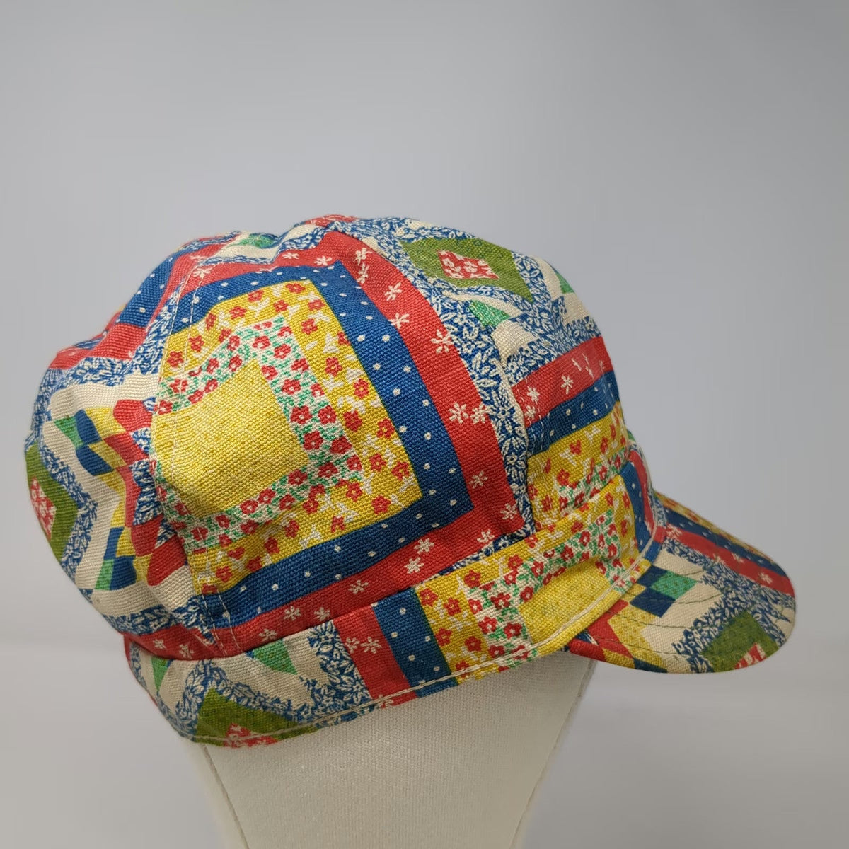 Kromer Baseball Cap Yellow Red Blue Green 7 1/2 Patchwork Soft Crown Fitted Hat
