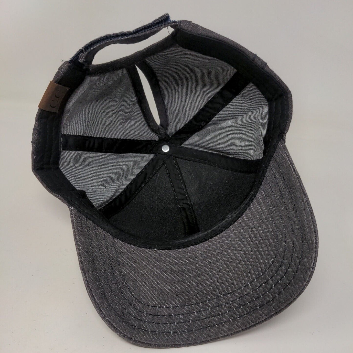 C.C Exclusives Strapback Hat Ponytail Gray One Size Adjustable Blank