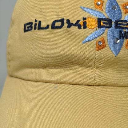 Biloxi Beach Mississippi Strapback Hat Tan OSFA Bio-Domes Headgear Embroidered