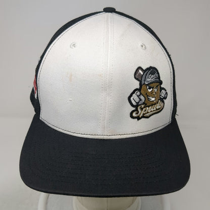 Richardson Trucker Hat Black One Size Mesh Snapback USA Flag Spuds Baseball Logo