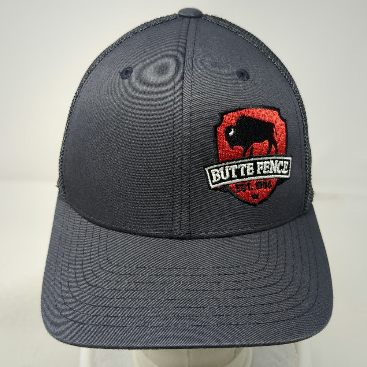 Port Authority Baseball Cap Gray M Butte Fence Buffalo Mesh Flexfit Patch Hat
