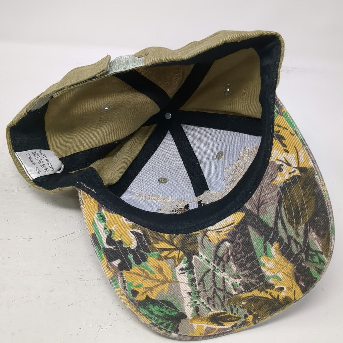 Green Baseball Cap One Size Elk-aholic Hunting Camo Brim Strapback Animal Hat
