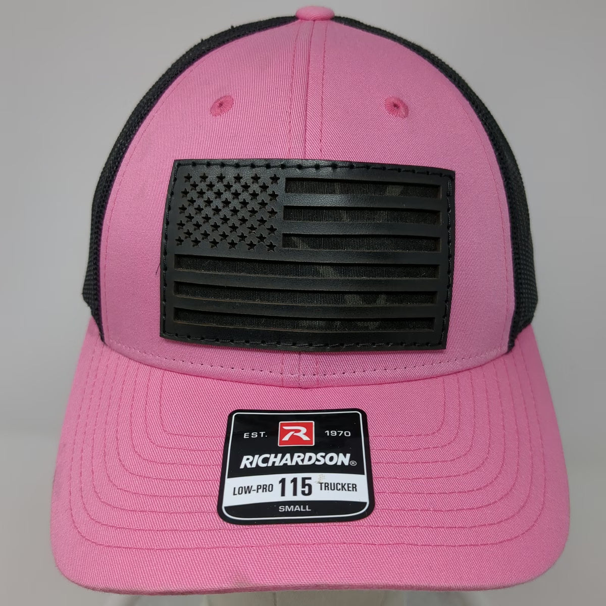 Richardson Trucker Hat Pink S Black American Flag Mesh Snapback 115 Low Pro
