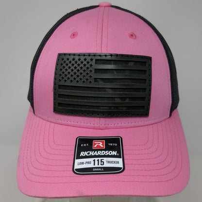 Richardson Trucker Hat Pink S Black American Flag Mesh Snapback 115 Low Pro