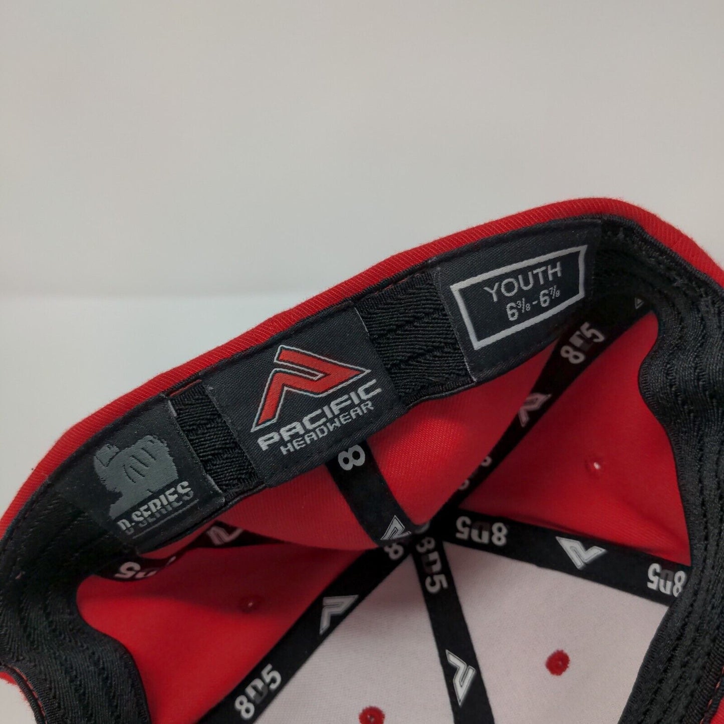 Letter C Catch Fitted Hat Red Youth 6 3/8-6 7/8 Embroidered Flexfit
