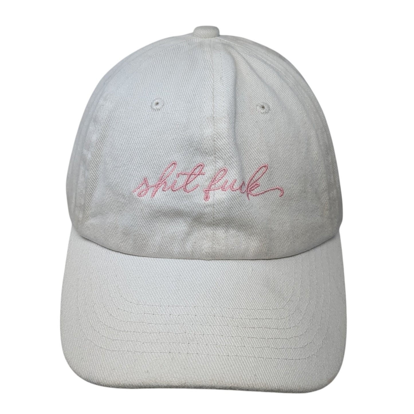 S**t F**k Slideback Baseball Cap White One Size Adjustable Embroidered 6 Panel