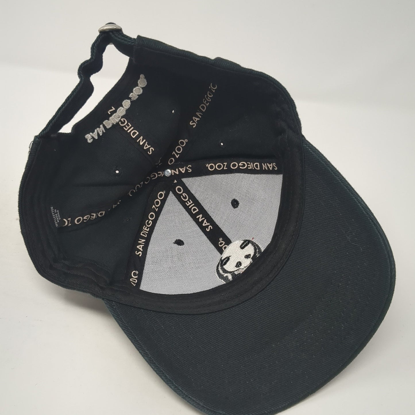 Panda San Diego Zoo Slideback Hat Black One Size Adjustable Embroidered